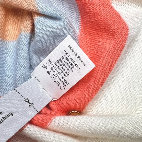 J.Crew Collection 100% Cashmere Cardigan Sz XL Pink Striped Dopamine Feminine - Picture 9 of 12
